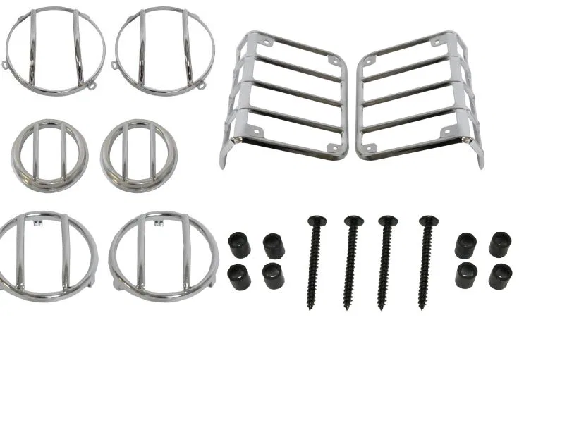 BM13891-4SS – BLK MOUNTAIN Headlight/ Tail Light Guard Set, Euro Style Chrome Plated Steel With 2 Head Light Guards/2...
